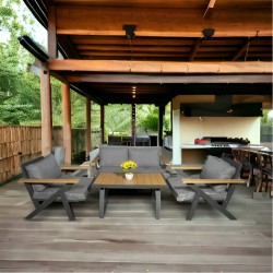 Stylish Outdoor Set - 4 Seats with Coffee Table 