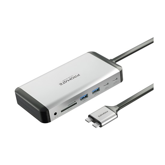 Promate 13-in-1 MacBook Docking station with 150W Power Adapter & 4K@60Hz MST Dual Display