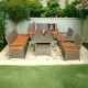 Autumn Bliss Wicker Sofa Set - 6 Seaters with Dining Table