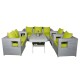 Modern Rattan Outdoor Lounge Set with Lime Green Cushions - 7 Seaters with Rectangular Table