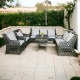 Vintage-Inspired Rattan Outdoor Sofa Set with Cushions - 7 Seaters with Square Table.