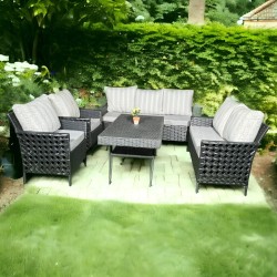 Outdoor Wicker Patio Furniture Set - 7 Seaters with Cushions and Coffee Table