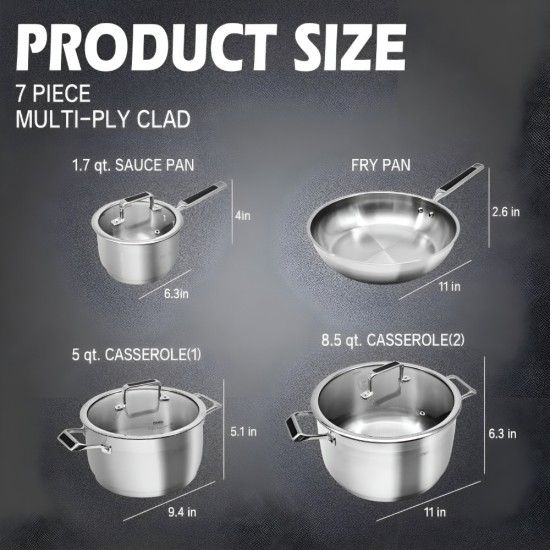 DSP 7 Pieces Stainless Steel Cookware Set