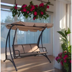 Outdoor 3-Seater Patio Swing with Canopy