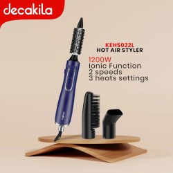 Decakila-hair styler 1200 watt , 2 speed, 3 heat settings, ionic function, With 3 brush heads