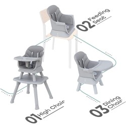 Baby Love-Baby Love 6-in-1 High Chair, Booster, Small Dining Chair, Study Desk and Chair, Block Toy Table, Stool