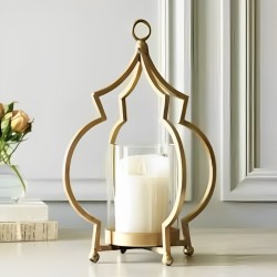 Candle Holder Medium Gold Assorted With Glasses