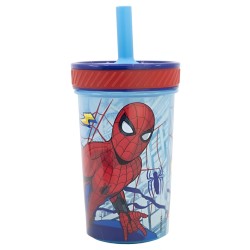 Disney Stor Drop Safe Silicone Straw PP Tumbler 370ml spiderman Dimension, 74787