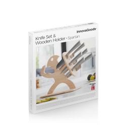 InnovaGoods Set Of Knives With Wooden Base Spartan 7 Pieces, V0103494