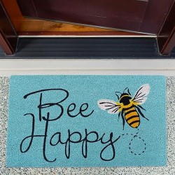 Printed Hello Spring , Bee happy  Coir Mat 18x28, DOORMAT 40X70 CM