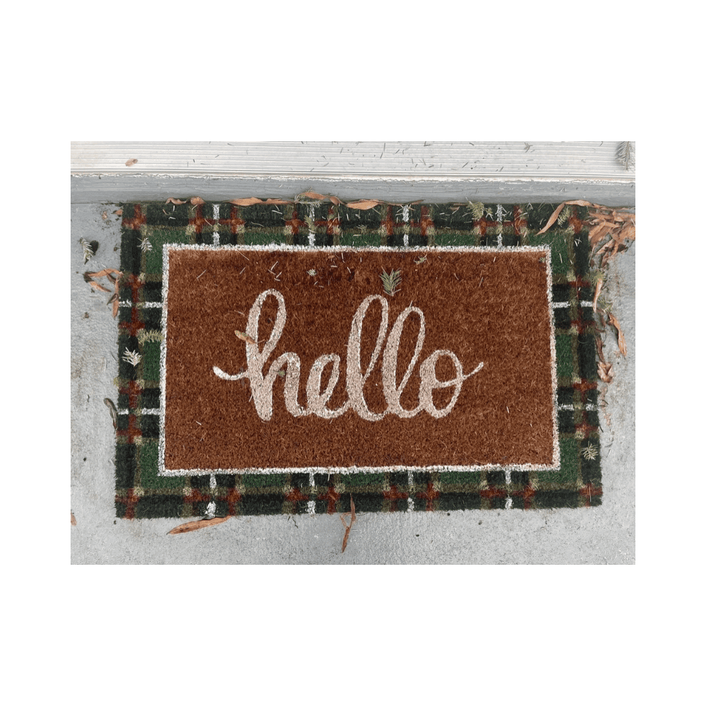 Printed Hello Christmas Plaid Coir Mat 18X28 inch , DOORMAT 40X70 CM