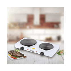 Zilan Double Electric Hotplate 2500W, 155-185mm, White, ZLN2180, a powerful and versatile cooking appliance designed to meet various culinary needs